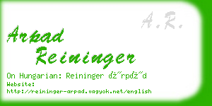 arpad reininger business card